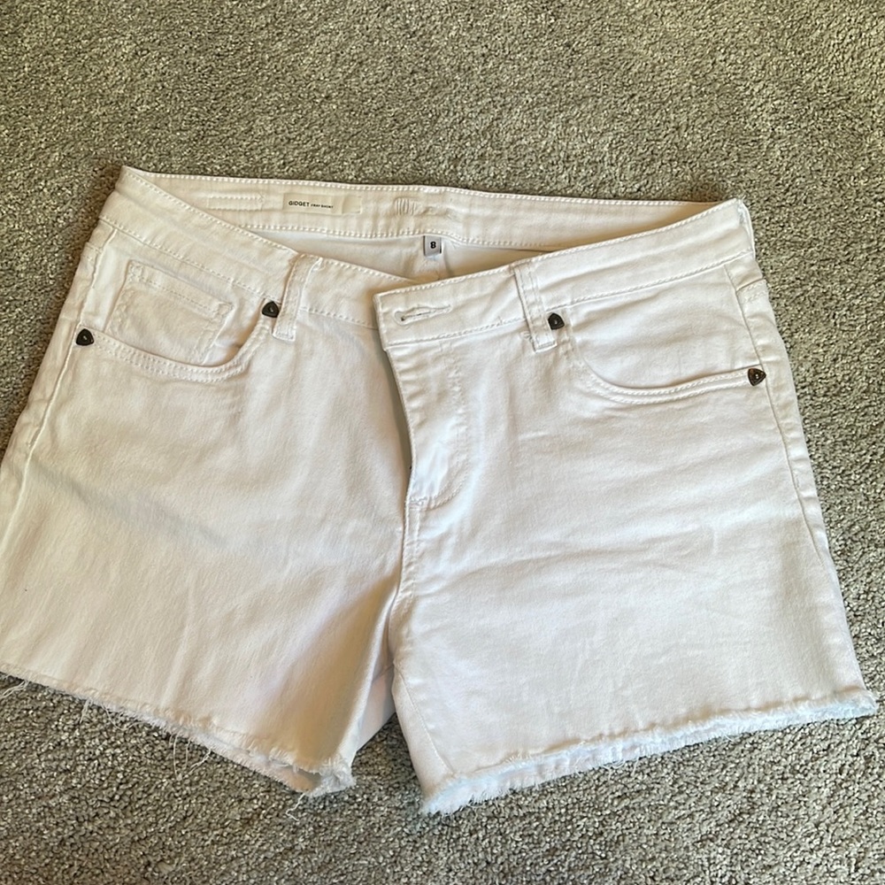 Kut from the Kloth-Gidget Denim Cutoff Shorts-Size 8-White